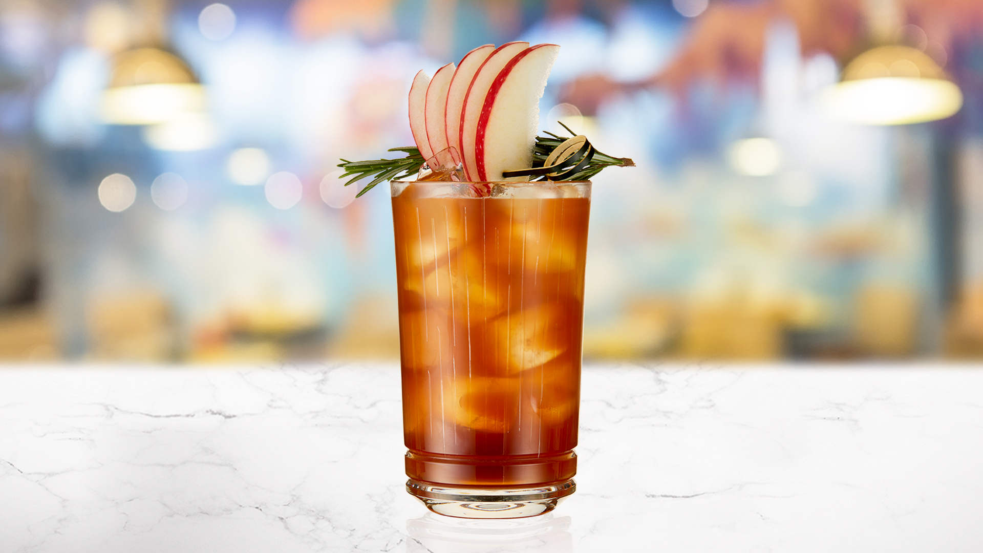 Glass of Mr Palmers Fizz on a marble surface