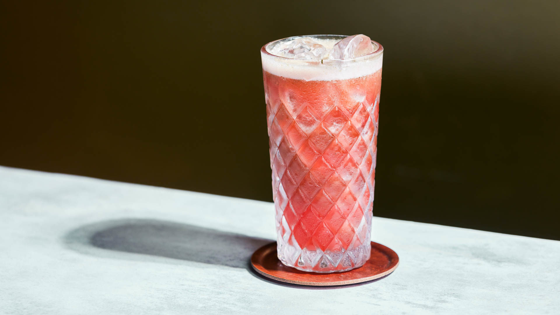 Glass of Icy Apple on a marble surface