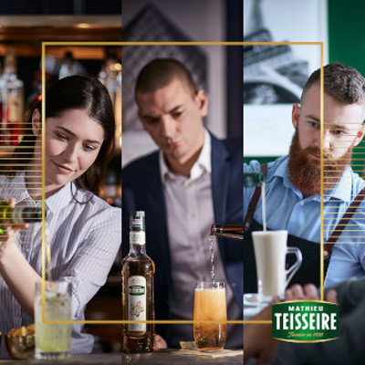 Three bartenders preparing drings